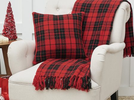 Red Black Plaid Pillow Online now