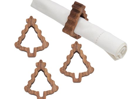 Christmas Tree Wood Napkin Rings, Set of 4 For Cheap