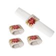 Poinsettia Christmas Napkin Ring, Set of 4 Online