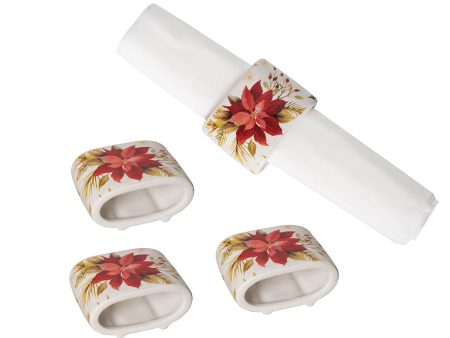 Poinsettia Christmas Napkin Ring, Set of 4 Online