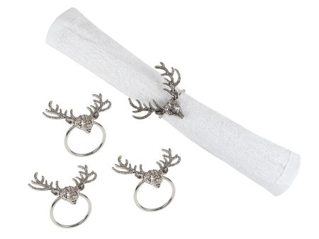 Silver Deer Head Napkin Ring, Set of 4 Fashion