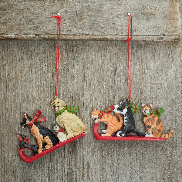 Cats & Dogs Sled Ornaments, Asst. of 2 on Sale