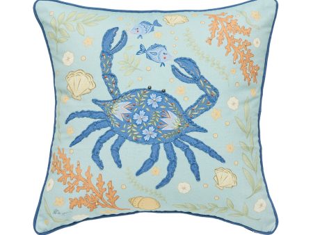 Blue Crab Coral Pillow Hot on Sale