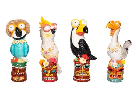 Tropical Birds on a Totem Figure, Asst. of 4 For Discount