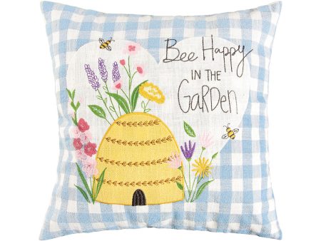 Bee Happy in Blue Pillow Online now