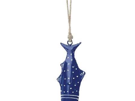 Hand-Painted Cobalt Metal Fish Bell Chime Discount