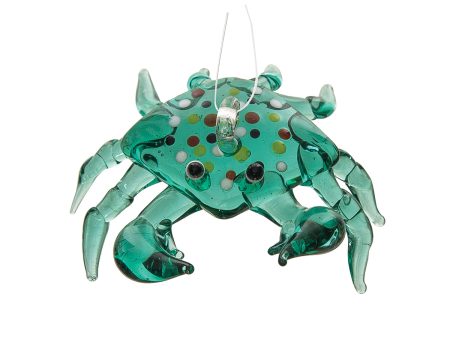 Aqua Crab Glass Ornament Online