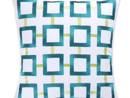 Aqua Squares Pillow Fashion