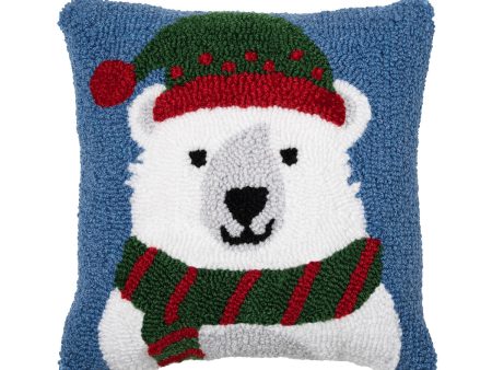 Winter Polar Bear Hooked Mini Pillow For Cheap