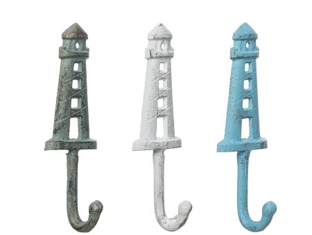 White Blue & Green Lighthouse Hanger, Asst. of 3 Online Sale