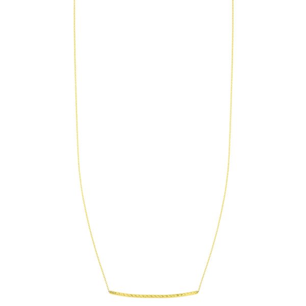 14K Gold Diamond Cut Thin Bar Necklace on Sale