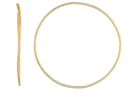 14K Gold 1.2x50mm Diamond Cut Endless Hoops Hot on Sale