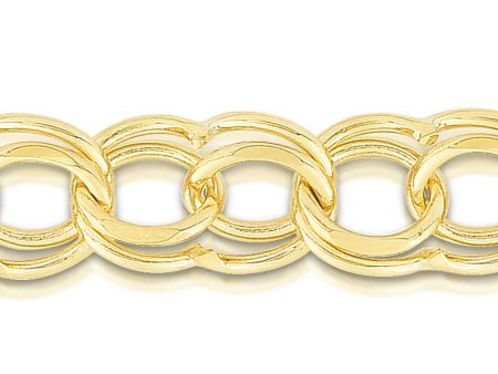 14K Gold 8mm Large Double Link Charm Bracelet Hot on Sale