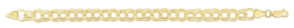 14K Gold 8mm Large Double Link Charm Bracelet Hot on Sale