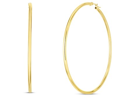 14K Gold 2x60mm Polished Hoop Earring For Cheap