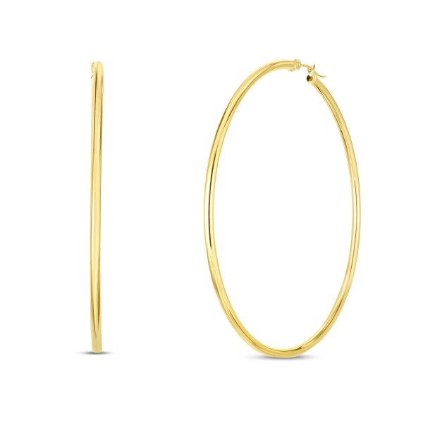 14K Gold 2x60mm Polished Hoop Earring For Cheap