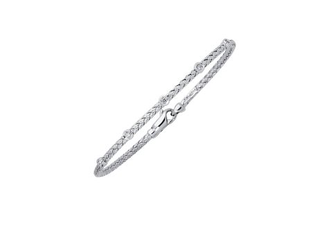 14K Gold .15ct Diamond Station Woven Bangle Online Hot Sale