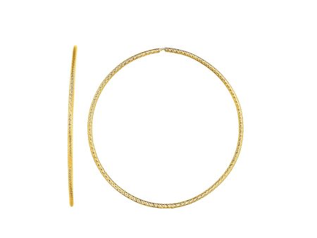 14K Gold 1.2x40mm Diamond Cut Endless Hoops Hot on Sale