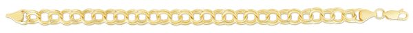 14K Gold 7mm Medium Double Link Charm Bracelet Discount