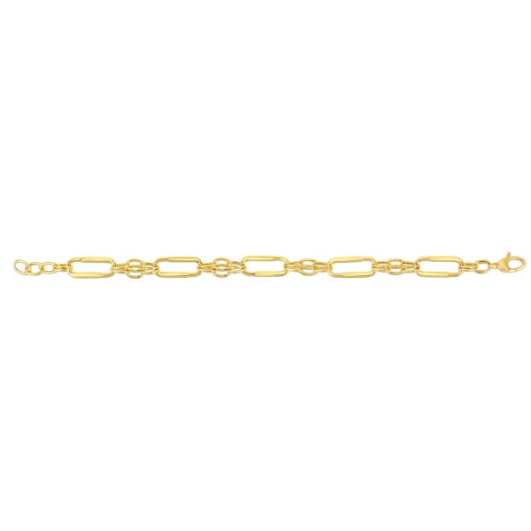 14K Gold Elongated Oval Station Link Chain Online Hot Sale